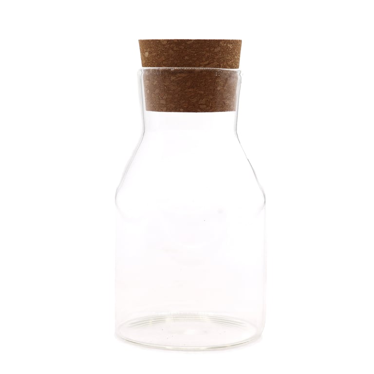 Cottage Cork Glass Jar - Clear 15cm English Style Cork Stoppered Home Decor Jar