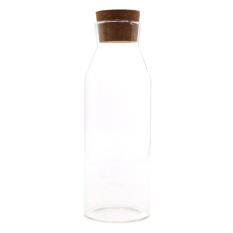 Clear Glass Cottage Cork Jar - 25cm Rustic Home Decor Storage Container