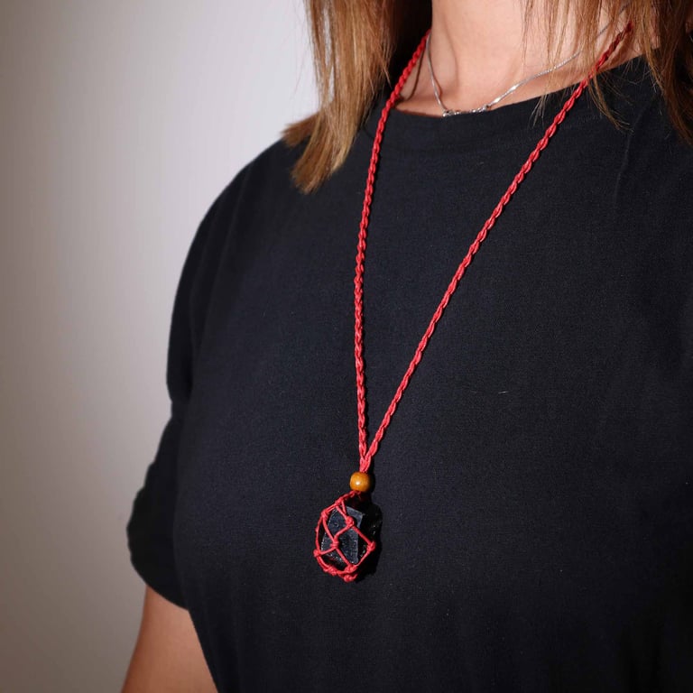 Handmade Red Gemstone Cord Necklace - Elegant Jewelry Accessory