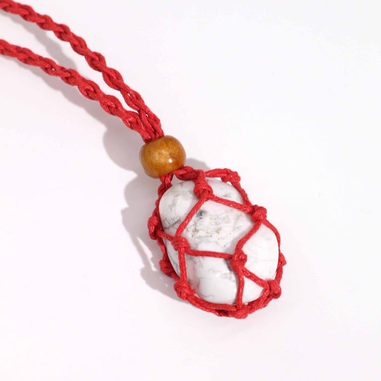 Handmade Red Gemstone Cord Necklace - Elegant Jewelry Accessory