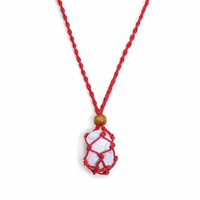 Handmade Red Gemstone Cord Necklace - Elegant Jewelry Accessory