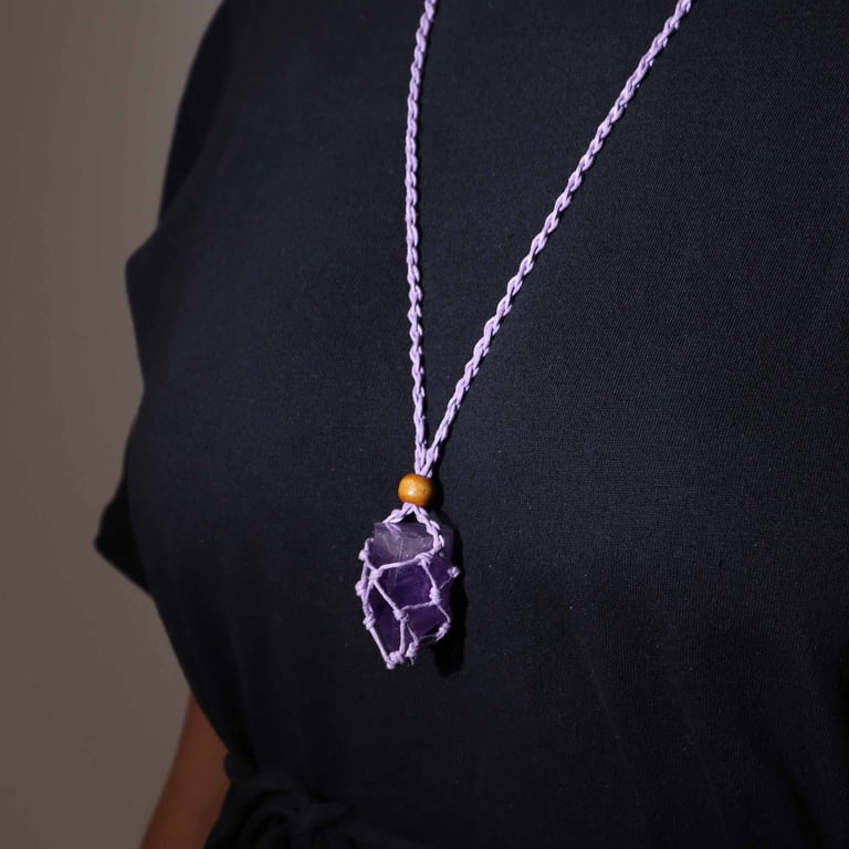 Purple Gemstone Necklace Cord - Beaded Jewelry Accessory