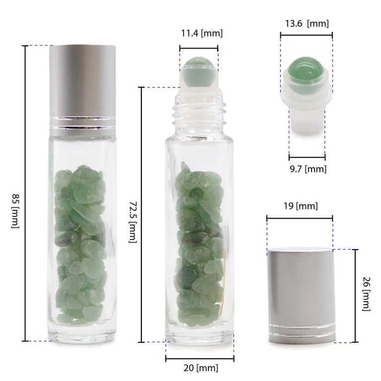 Red Jasper Gemstone Essential Oil Roller Bottle - Natural Home Aromatherapy with Silver Cap