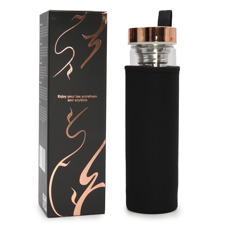 Rose Gold Amethyst Crystal Tea Infuser Bottle - Premium Glassware by UnknownBrand