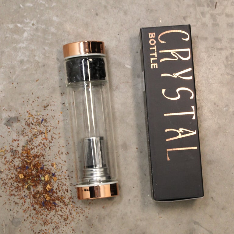 Rose Gold Crystal Glass Tea Infuser Bottle - Rose Quartz (Brand Name)