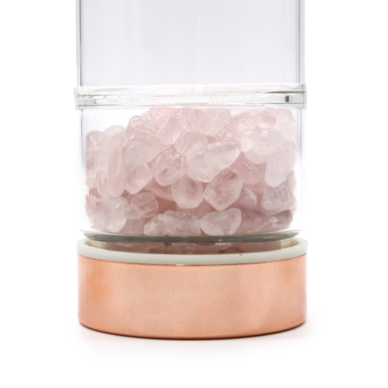 Rose Gold Crystal Glass Tea Infuser Bottle - Rose Quartz (Brand Name)