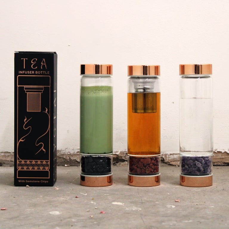 Rose Gold Crystal Tea Infuser Bottle - Onyx (Brand Model)