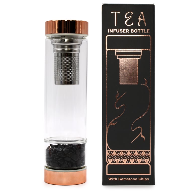 Rose Gold Crystal Tea Infuser Bottle - Onyx (Brand Model)