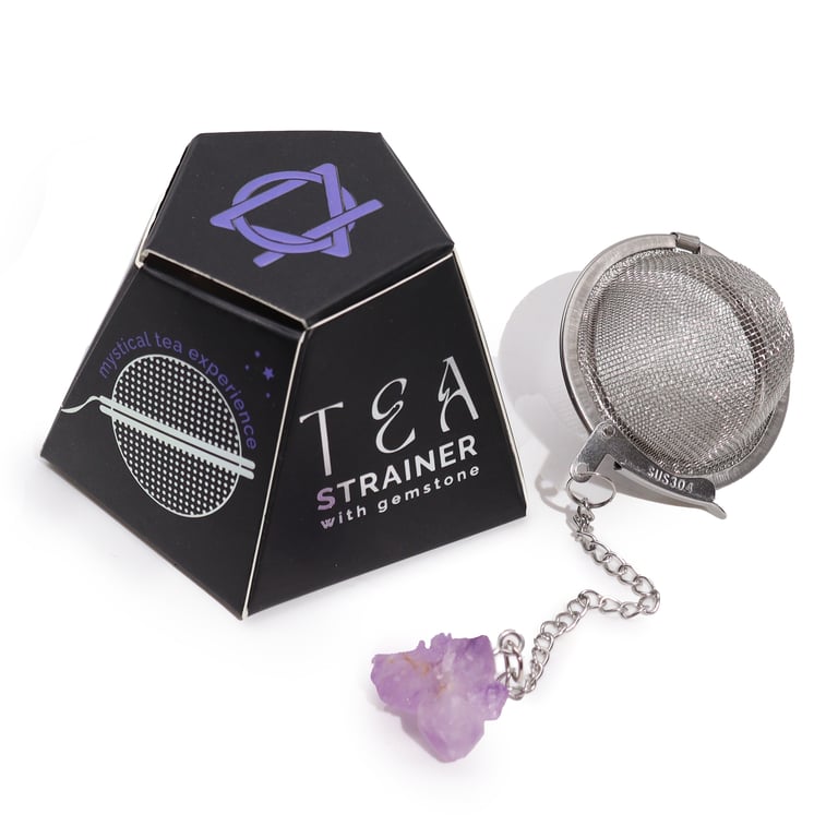 Raw Amethyst Cluster Crystal Gemstone Tea Strainer - Natural Steeping Filter