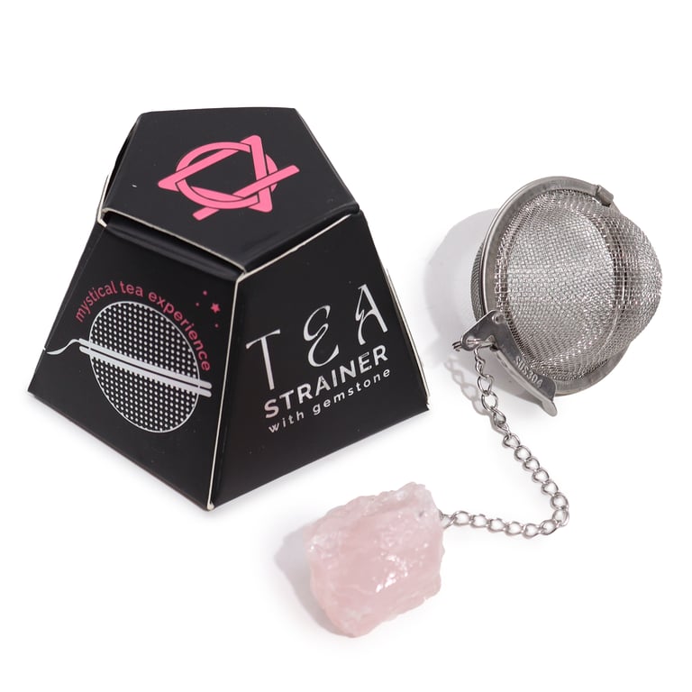 Rose Quartz Gemstone Tea Strainer - Natural Crystal Tea Infuser for Home Garden
