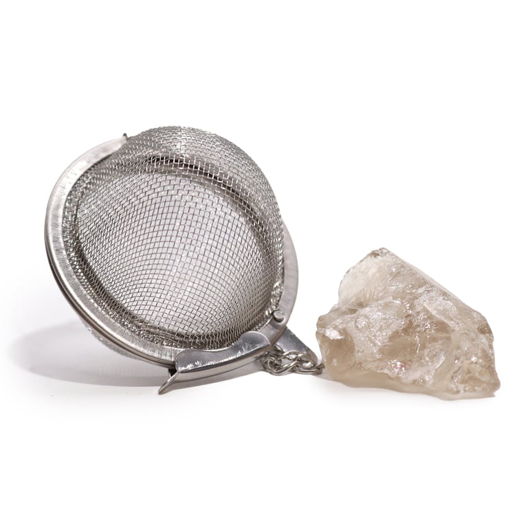 Smoky Quartz Raw Crystal Gemstone Tea Strainer - Natural Crystalline Infuser for Home & Garden Decor