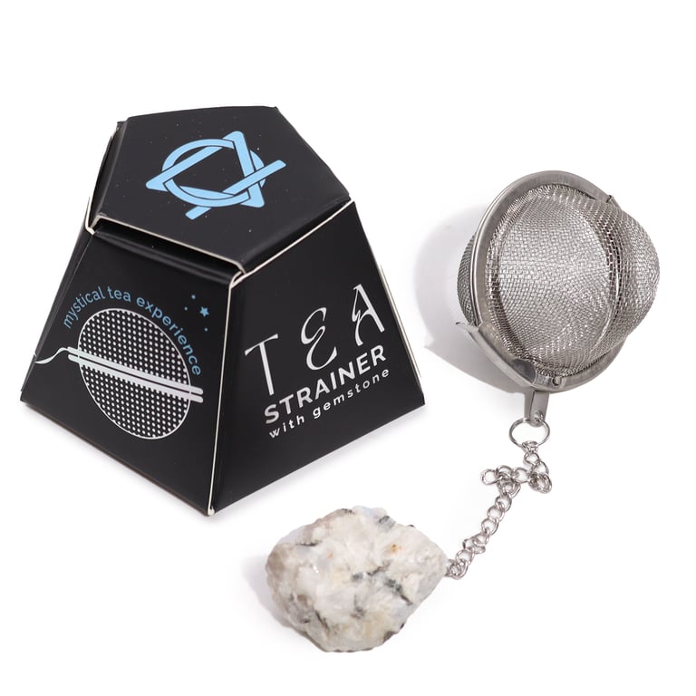 Raw Crystal Gemstone Tea Strainer - Handcrafted Rainbow Moonstone Infuser for Natural Gemstone Infused Tea