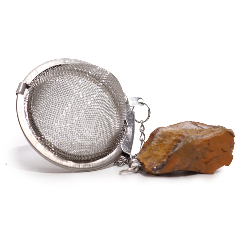 Gold Tigers Eye Raw Crystal Gemstone Tea Strainer - Natural Infuser & Home Decor Accessory