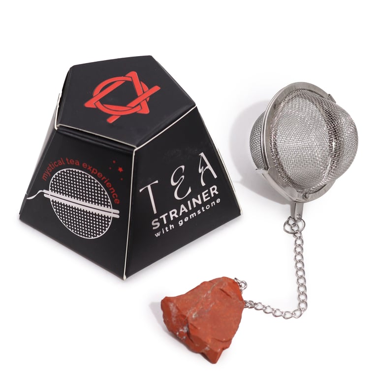 Raw Crystal Gemstone Tea Strainer - Red Jasper Natural Stone Infuser and Steeping Basket