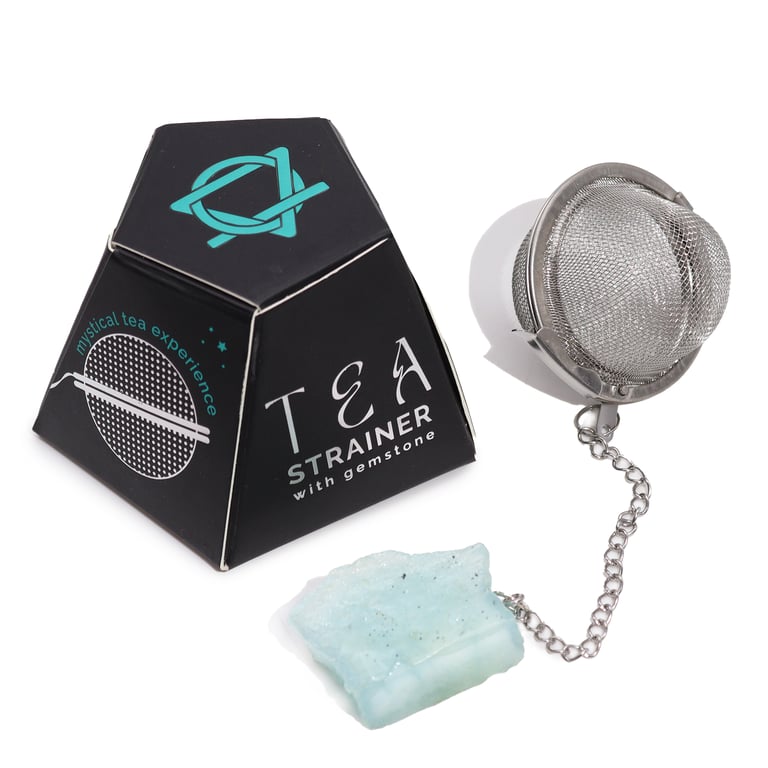Raw Crystal Gemstone Tea Strainer - Aquamarine Infused Home Decor Accessory