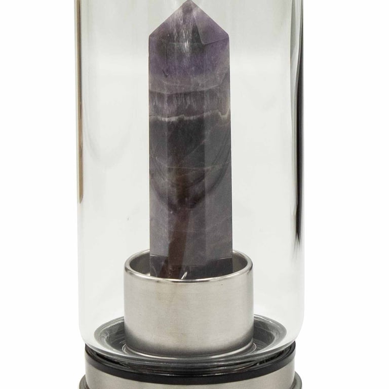 Obelisk Shape Amethyst Crystal Infused Water Bottle - Relaxing Hydration