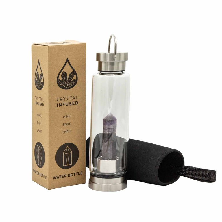 Obelisk Shape Amethyst Crystal Infused Water Bottle - Relaxing Hydration