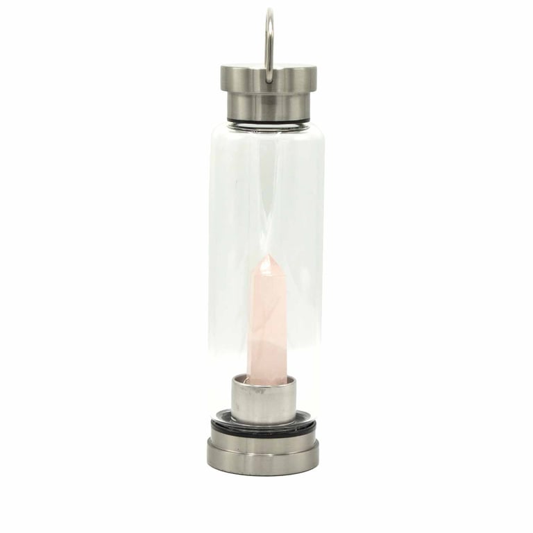 Obelisk Rose Quartz Infused Water Bottle - Crystal Rejuvenation