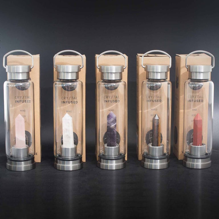 Obelisk Tiger s Eye Crystal Infused Water Bottle - Determined Style