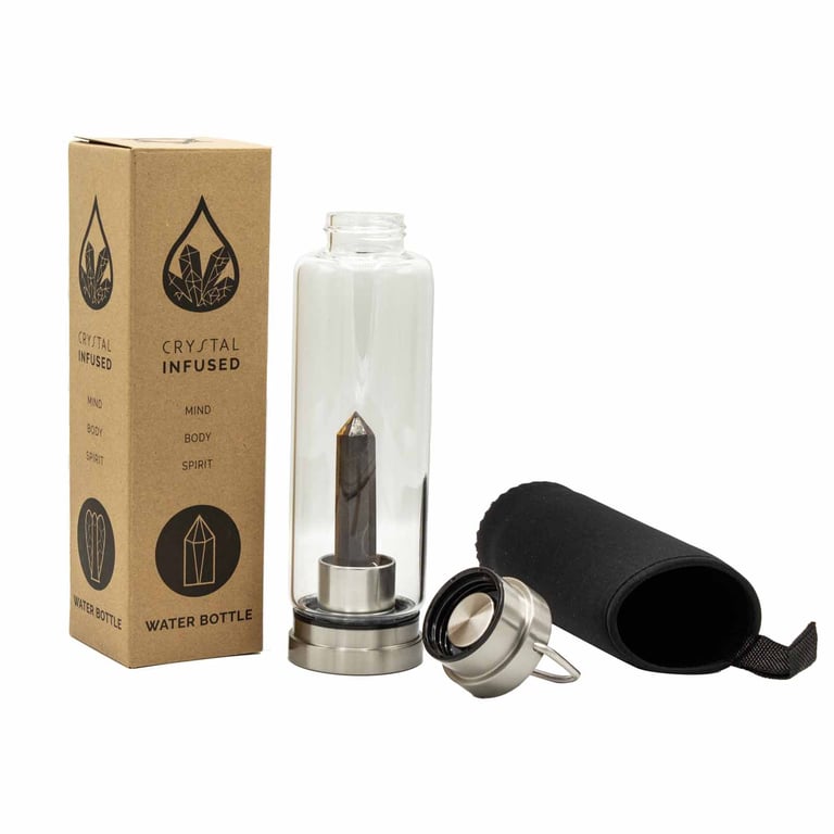 Obelisk Tiger s Eye Crystal Infused Water Bottle - Determined Style