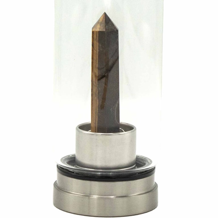 Obelisk Tiger s Eye Crystal Infused Water Bottle - Determined Style