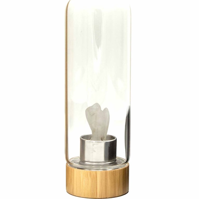 Glass Water Bottle with Crystal Infusion (Quartz) - Cleansing, Angel Collection