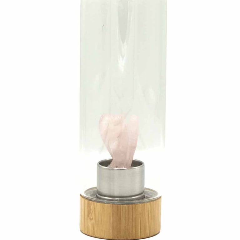 Glass Water Bottle with Rose Quartz Infusion - Rejuvenating & Angel-Branded