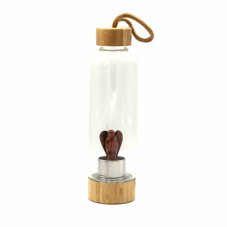 Glass Water Bottle with Crystal Infusion (Red Jasper) - Invigorating Hydration