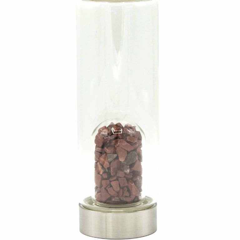 Glass Water Bottle with Crystal Infusion (Red Jasper) - Invigorating Hydration