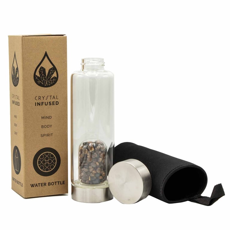 Tiger s Eye Infused Glass Water Bottle - Crystal Chips by Your Brand