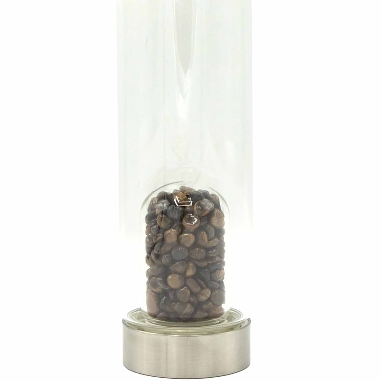 Tiger s Eye Infused Glass Water Bottle - Crystal Chips by Your Brand