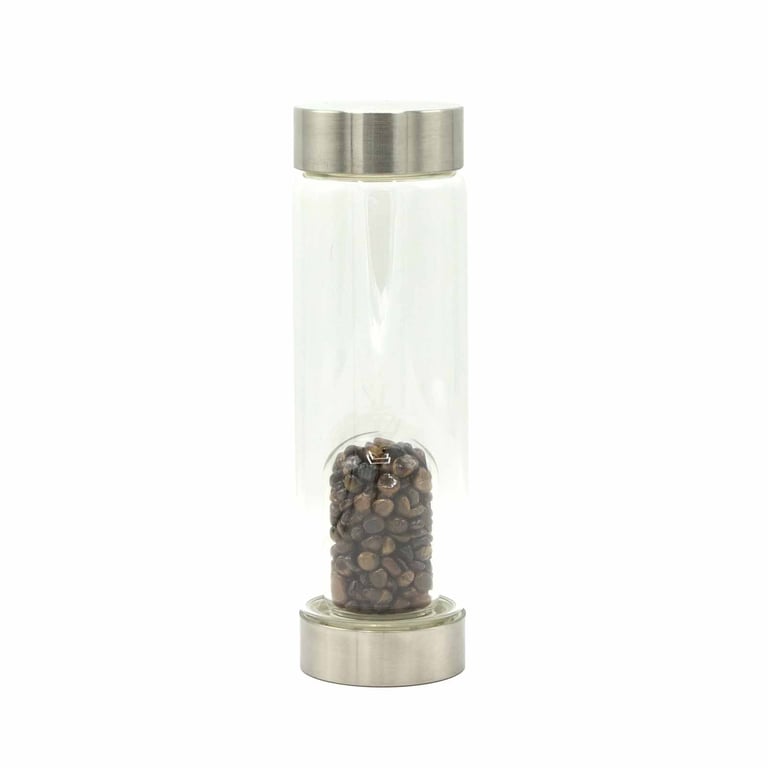 Tiger s Eye Infused Glass Water Bottle - Crystal Chips by Your Brand