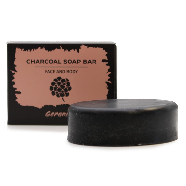 Natural Charcoal Soap 85g - Geranium Scented Facial Cleanser