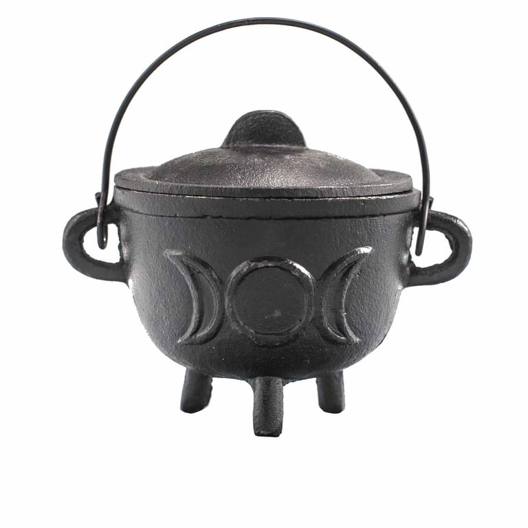 11x13cm Cast Iron Triple Moon Cauldron - Durable & Authentic Design - Brand Name