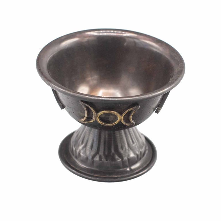 10x8cm Antique Copper Triple Moon Chalice - Authentic Vintage Design