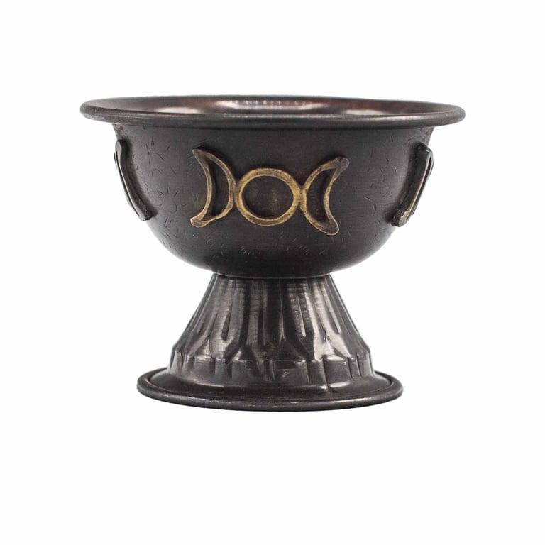 10x8cm Antique Copper Triple Moon Chalice - Authentic Vintage Design