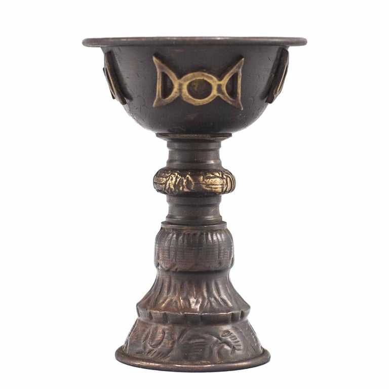 Antique Copper Triple Moon Goblet - 8x13cm (Authentic)