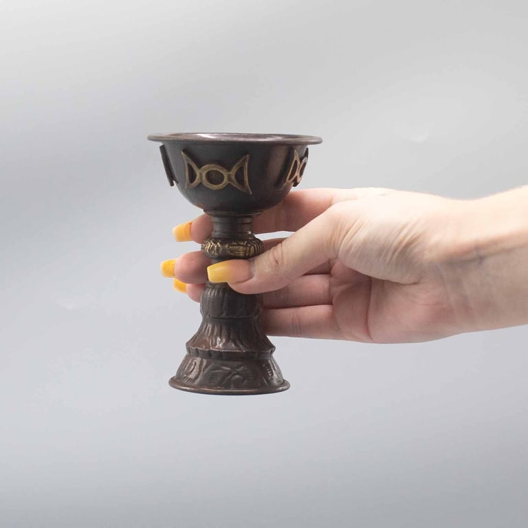 Antique Copper Triple Moon Goblet - 8x13cm (Authentic)