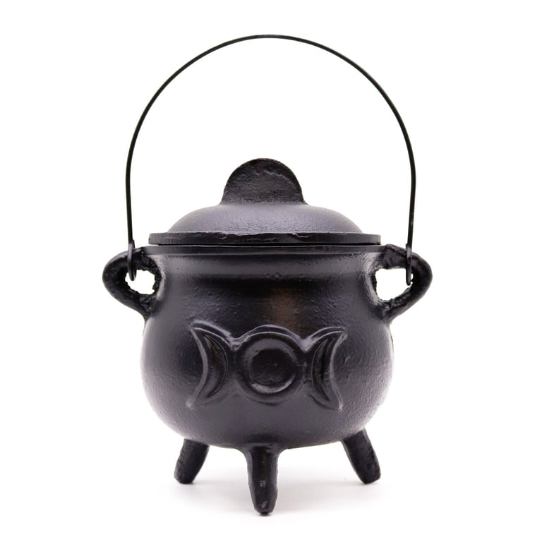 Large cast iron cauldron – triple moon, 12x15 cm, 1.8 kg