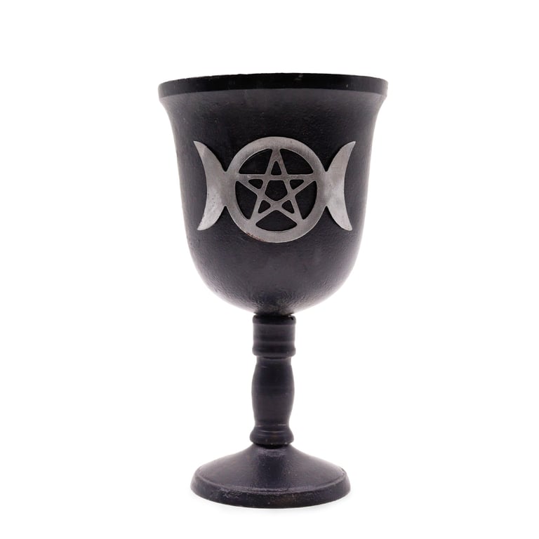 20x11cm Iron Goblet - Triple Moon Design - Iron Ritual