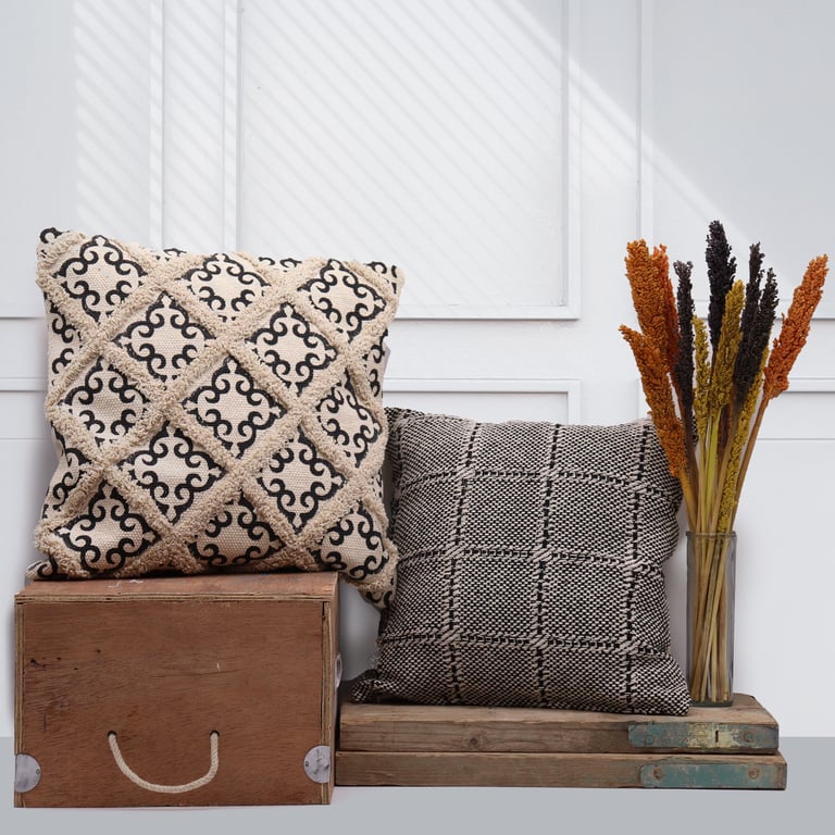 Classic Cushion Cover - Herringbone Fine Grey 40x40cm Home Decor Sofa Accessory