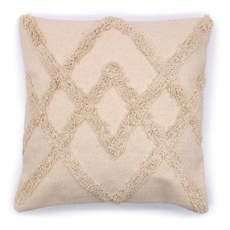 Classic Cream Lux Criss-Cross Cushion Cover - 45x45cm Luxury Design