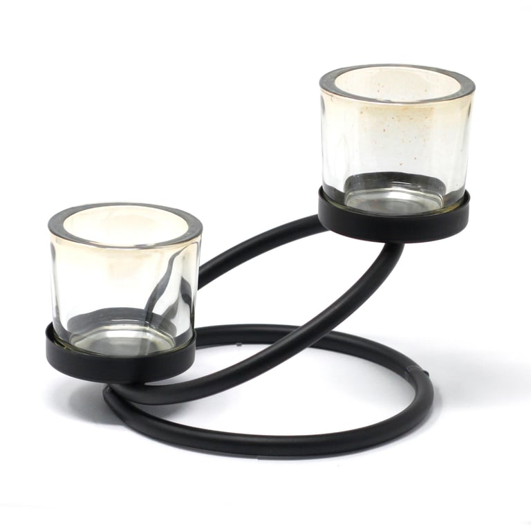 Iron Centrepiece Votive Candle Holder - 2 Cup Double Step Decorative Holder