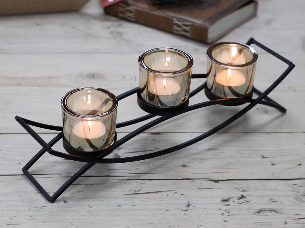 3-Cup Silhouette Iron Votive Holder - Centrepiece Candle Holder