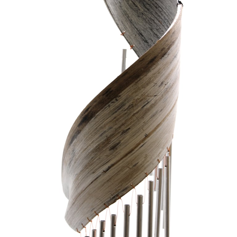 Whitewashed Coconut Leaf Wind Chimes - Natural Outdoor Decor for Garden and Patio