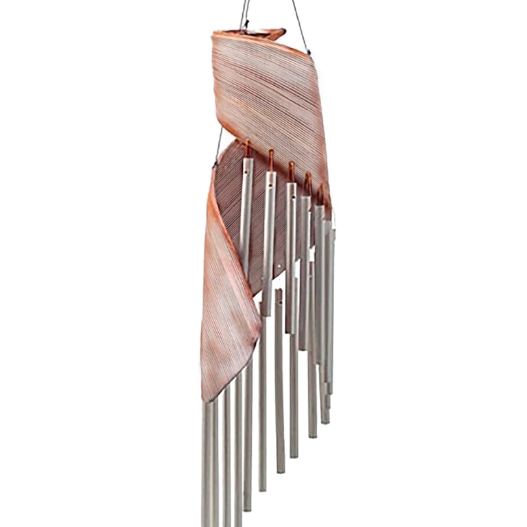 Whitewashed Coconut Leaf Wind Chimes - Natural Outdoor Decor for Garden and Patio