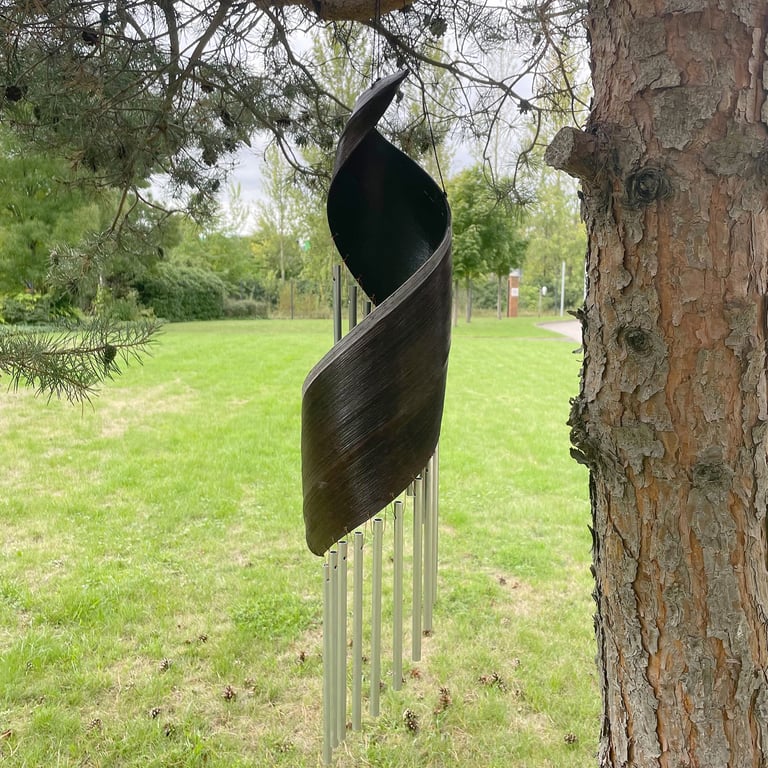 Eco Friendly Coconut Leaf Wind Chimes - Chocolate Tones Outdoor Decor