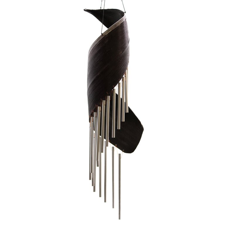 Eco Friendly Coconut Leaf Wind Chimes - Chocolate Tones Outdoor Decor