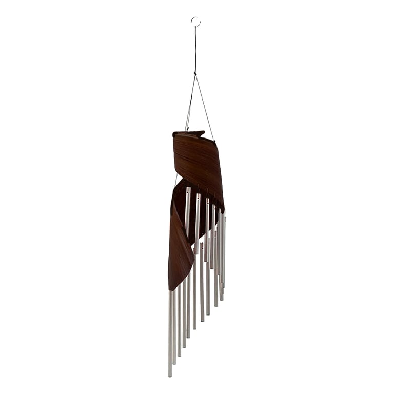 Eco Friendly Coconut Leaf Wind Chimes - Chocolate Tones Outdoor Decor