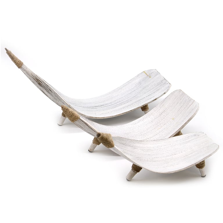 Whitewash Coconut Leaf Fruit Bowl Set - Natural & Eco-Friendly
